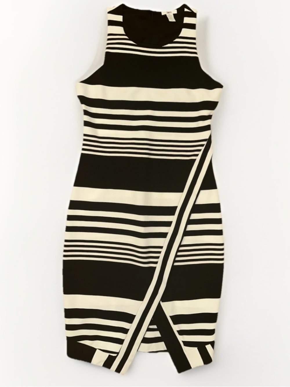 Bar III Black and White Striped Midi Sheath Dress